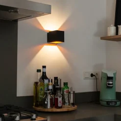 Design wandlamp zwart/goud incl. LED - Caja
