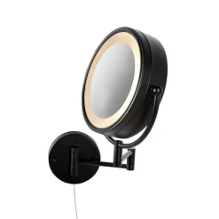 Design wandspiegel zwart incl. LED verstelbaar IP44 met trekkoord - Vicino