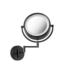 Design wandspiegel zwart incl. LED verstelbaar IP44 met trekkoord - Vicino