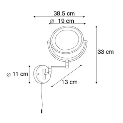 Design wandspiegel zwart incl. LED verstelbaar IP44 met trekkoord - Vicino