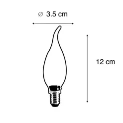 E14 dimbare LED filament tipkaarslamp 240V 3W 250 lm
