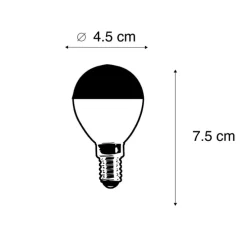 E14 dimbare LED filamentlamp kopspiegel P45 zwart 300 lm 2700K