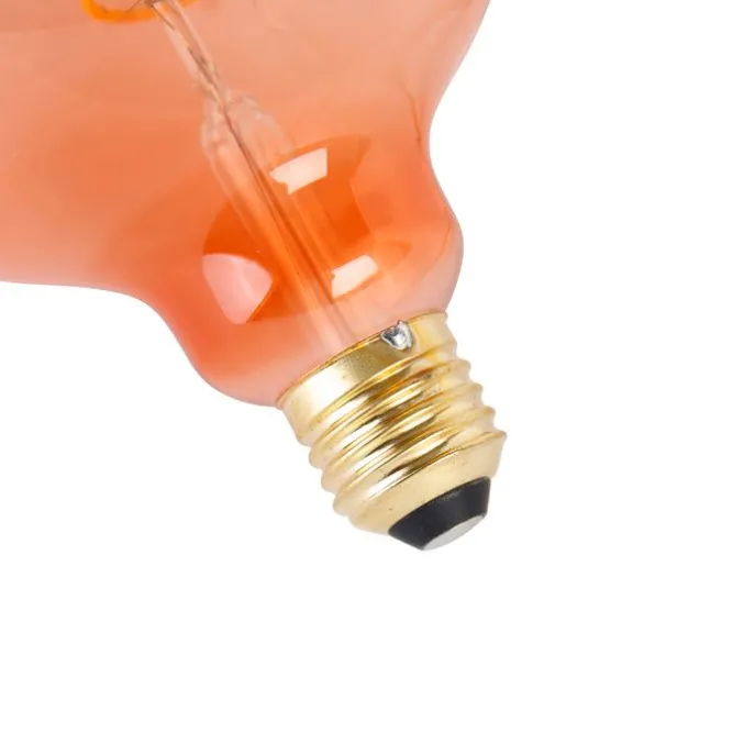 E27 dimbare LED spiraal filament lamp G125 roze 4W 180 lm 2100K