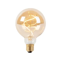E27 dimbare LED spiraal filament lamp G95 goldline 4W 270 lm 2100K