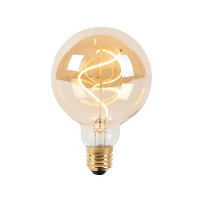 E27 dimbare LED spiraal filament lamp G95 goldline 4W 270 lm 2100K
