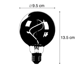 E27 dimbare LED spiraal filament lamp G95 goldline 4W 270 lm 2100K