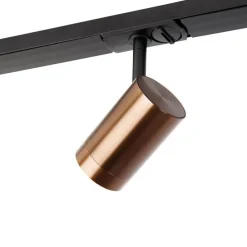 1-fase railsysteem donkerbrons met 4 spots en I voeding rond - Jeana