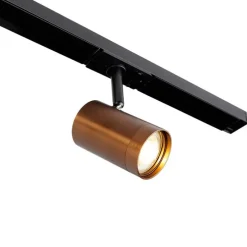 1-fase railsysteem donkerbrons met 4 spots en I voeding rond - Jeana