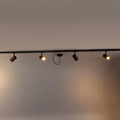 1-fase railsysteem donkerbrons met 4 spots en I voeding rond - Jeana