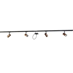 1-fase railsysteem donkerbrons met 4 spots en I voeding vierkant - Jeana