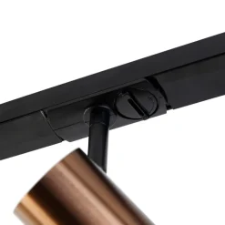 1-fase railsysteem donkerbrons met 4 spots en I voeding vierkant - Jeana