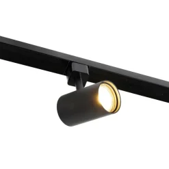 1-fase railsysteem zwart met 4 spots en I voeding vierkant - Jeana