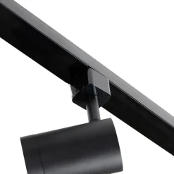 1-fase railsysteem zwart met 4 spots en I voeding vierkant - Jeana