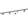1-fase railsysteem zwart met 4 spots en I voeding rond - Jeana