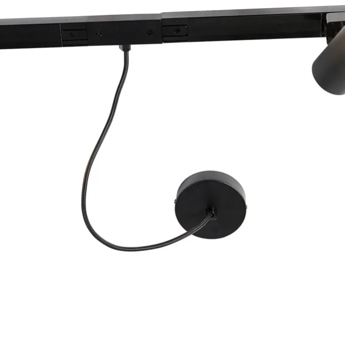 1-fase railsysteem zwart met 4 spots en I voeding rond - Jeana