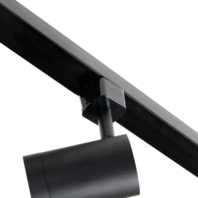 1-fase railsysteem zwart met 4 spots en I voeding rond - Jeana