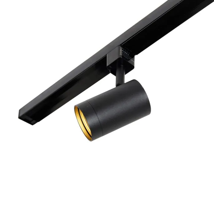 1-fase railsysteem zwart met 4 spots en I voeding rond - Jeana