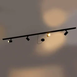 1-fase railsysteem zwart met 4 spots en I voeding rond - Jeana