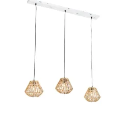 Hanglamp bamboe met wit langwerpig 3-lichts - Canna Diamond