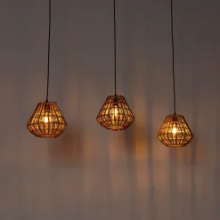 Hanglamp bamboe met wit langwerpig 3-lichts - Canna Diamond