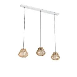 Hanglamp bamboe met wit langwerpig 3-lichts - Canna Diamond