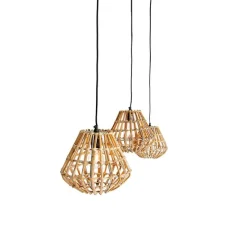 Hanglamp bamboe met wit langwerpig 3-lichts - Canna Diamond