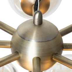 Hanglamp brons met amber glas 13-lichts - Bianca