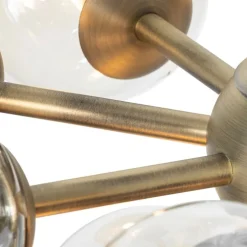 Hanglamp brons met amber glas 13-lichts - Bianca