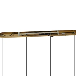 Hanglamp brons met smoke amber en groen glas langwerpig 4-lichts - Bao