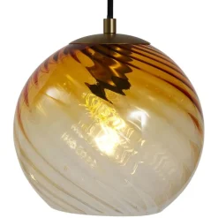 Hanglamp brons met smoke amber en groen glas rond 4-lichts - Bao