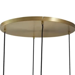 Hanglamp brons met smoke amber en groen glas rond 4-lichts - Bao