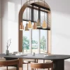 Hanglamp brons met taupe en beige 6-lichts - Ans