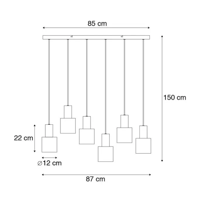 Hanglamp brons met taupe en beige 6-lichts - Ans