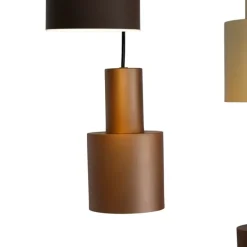 Hanglamp brons met taupe en beige 6-lichts - Ans