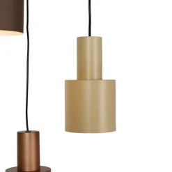 Hanglamp brons met taupe en beige 3-lichts - Ans