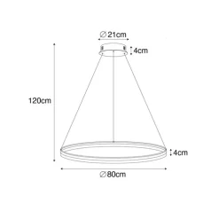 Hanglamp donkerbrons 80 cm incl. LED 3-staps dimbaar - Anello