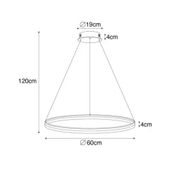 Hanglamp donkerbrons 60 cm incl. LED 3-staps dimbaar - Anello