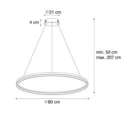 Hanglamp goud 80cm incl. LED 3-staps dimbaar - Girello