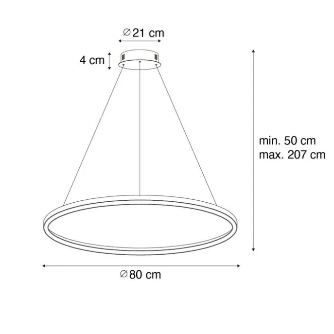 Hanglamp goud 80cm incl. LED 3-staps dimbaar - Girello