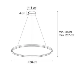 Hanglamp goud 60cm incl. LED 3-staps dimbaar - Girello