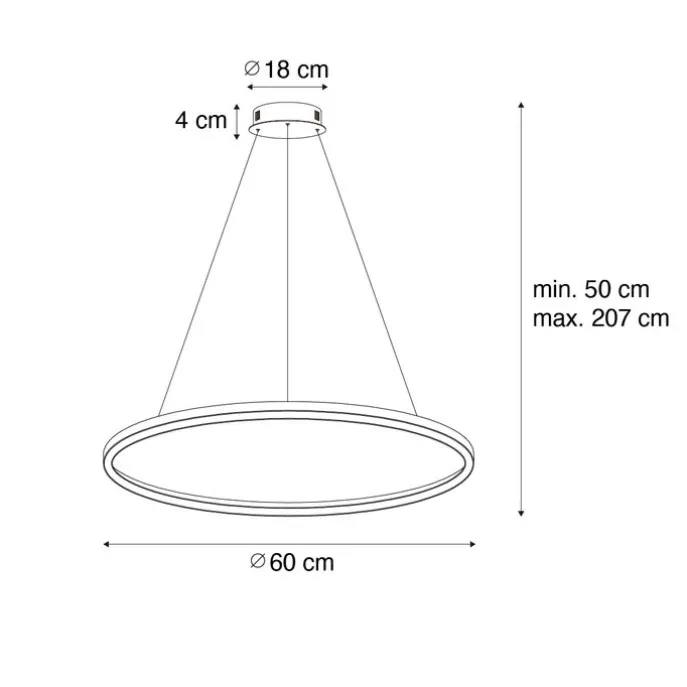 Hanglamp goud 60cm incl. LED 3-staps dimbaar - Girello