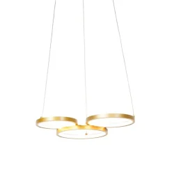 Hanglamp goud incl. LED 3-staps dimbaar 3-lichts - Rondas