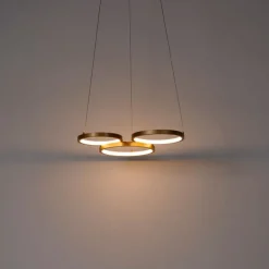 Hanglamp goud incl. LED 3-staps dimbaar 3-lichts - Rondas