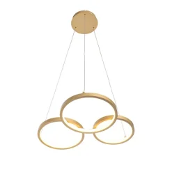 Hanglamp goud incl. LED 3-staps dimbaar 3-lichts - Rondas