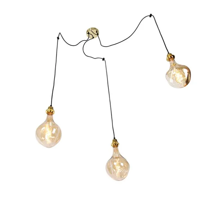 Hanglamp goud 3-lichts incl. LED goud dimbaar - Cava Luxe