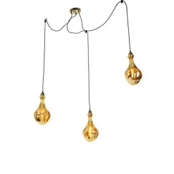 Hanglamp goud 3-lichts incl. LED spiegel goud dimbaar - Cava Luxe