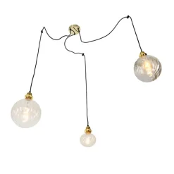 Hanglamp goud 3-lichts incl. LED amber dimbaar - Cava Luxe