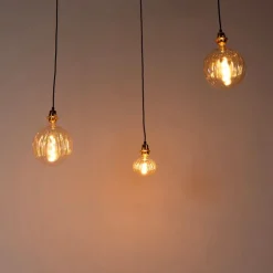 Hanglamp goud 3-lichts incl. LED amber dimbaar - Cava Luxe