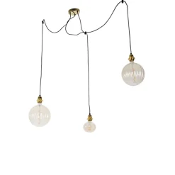 Hanglamp goud 3-lichts incl. LED amber dimbaar - Cava Luxe