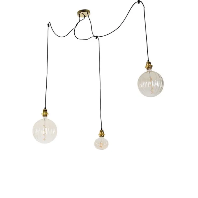 Hanglamp goud 3-lichts incl. LED amber dimbaar - Cava Luxe